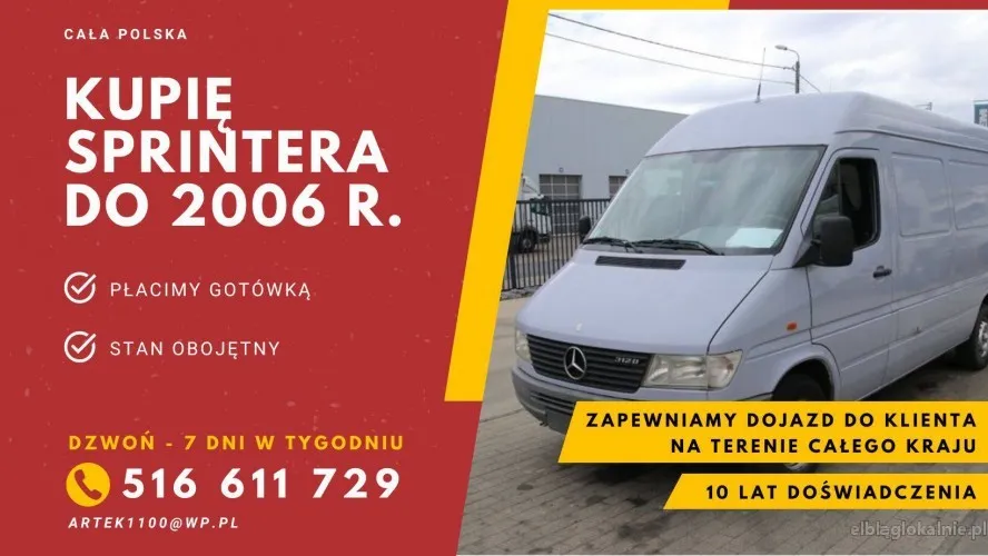 Skup Mercedesa Sprintera do 2006.Każdy.Stan Obojętny